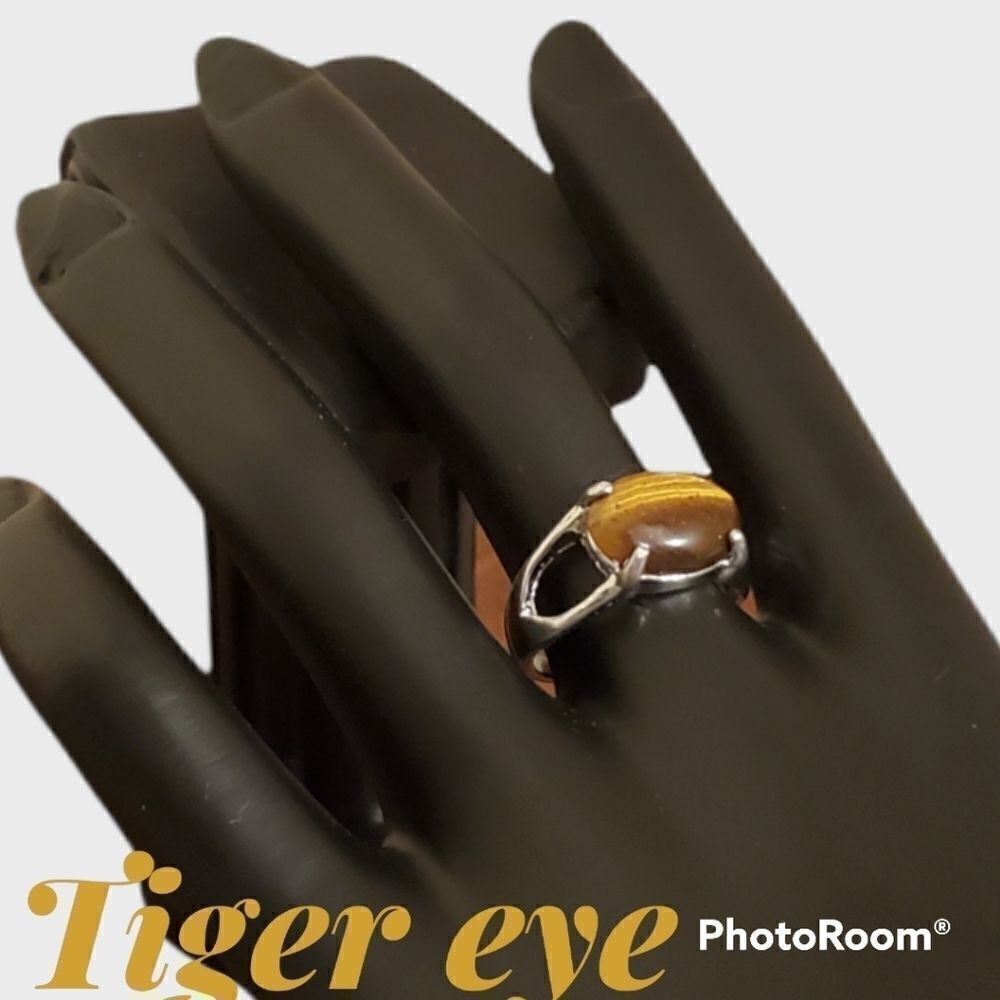 TIGER EYE RING size 7.5 STAINLESS STEEL - Picture 3 of 4